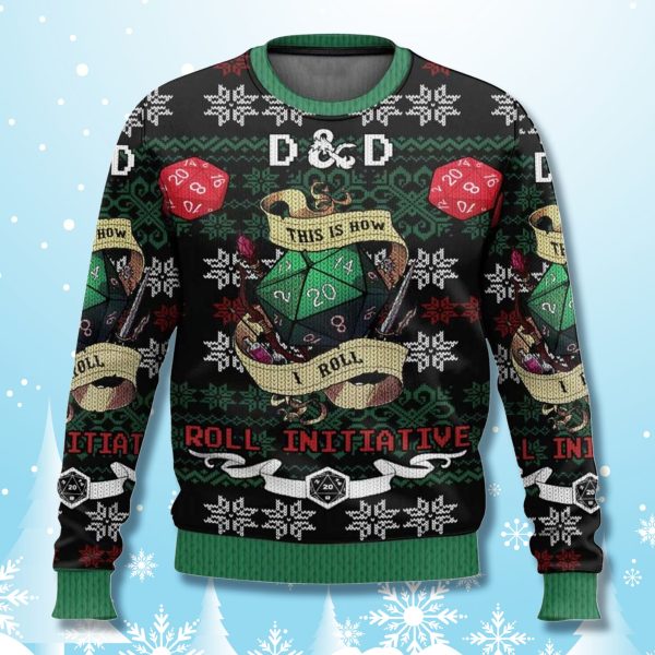 Dungeons Dragons Roll Initiative Christmas Ugly Sweater