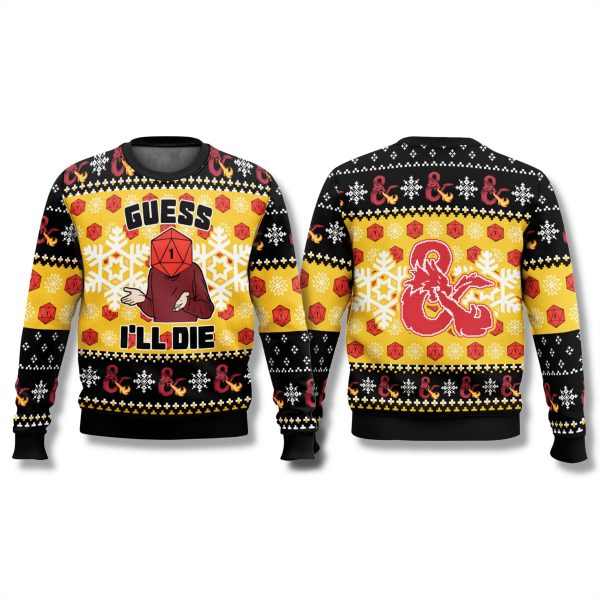 Dungeons and Dragons Guess Ill Die Ugly Christmas Sweater 1