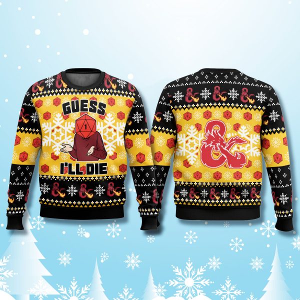 Dungeons and Dragons Guess Ill Die Ugly Christmas Sweater 2