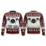 Dungeons and Dragons Roll a Natural 20 Merry Little Crit-mas Ugly Sweater