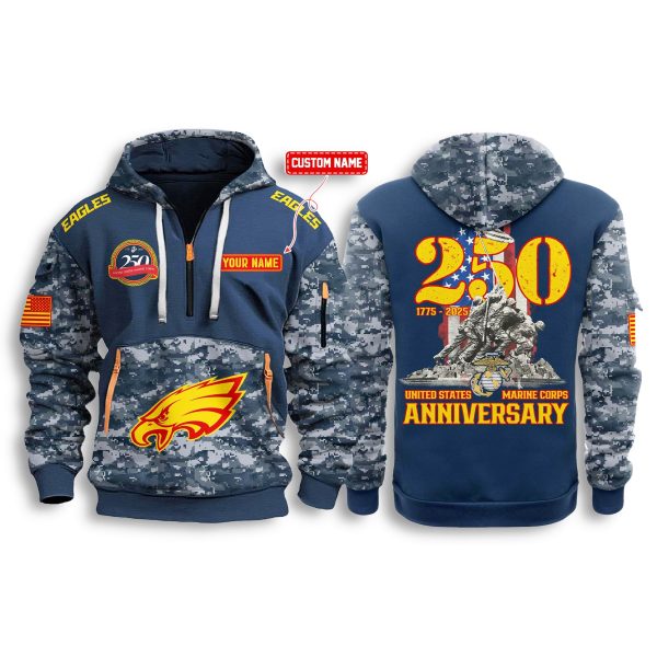 Eagles US Marine Corps 250th Birthday Zip Hoodie