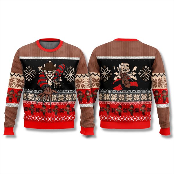 Freddy Krueger Crawling Christmas Ugly Sweater 1