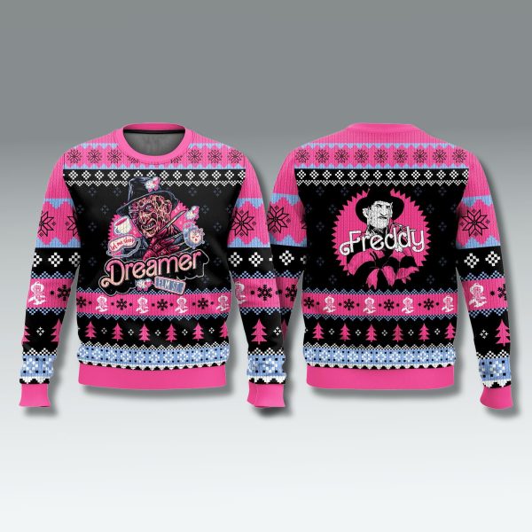 Freddy Krueger Elm Street Pink Ugly Sweater 1