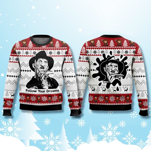 Freddy Krueger Follow Your Dream Ugly Christmas Sweater 2
