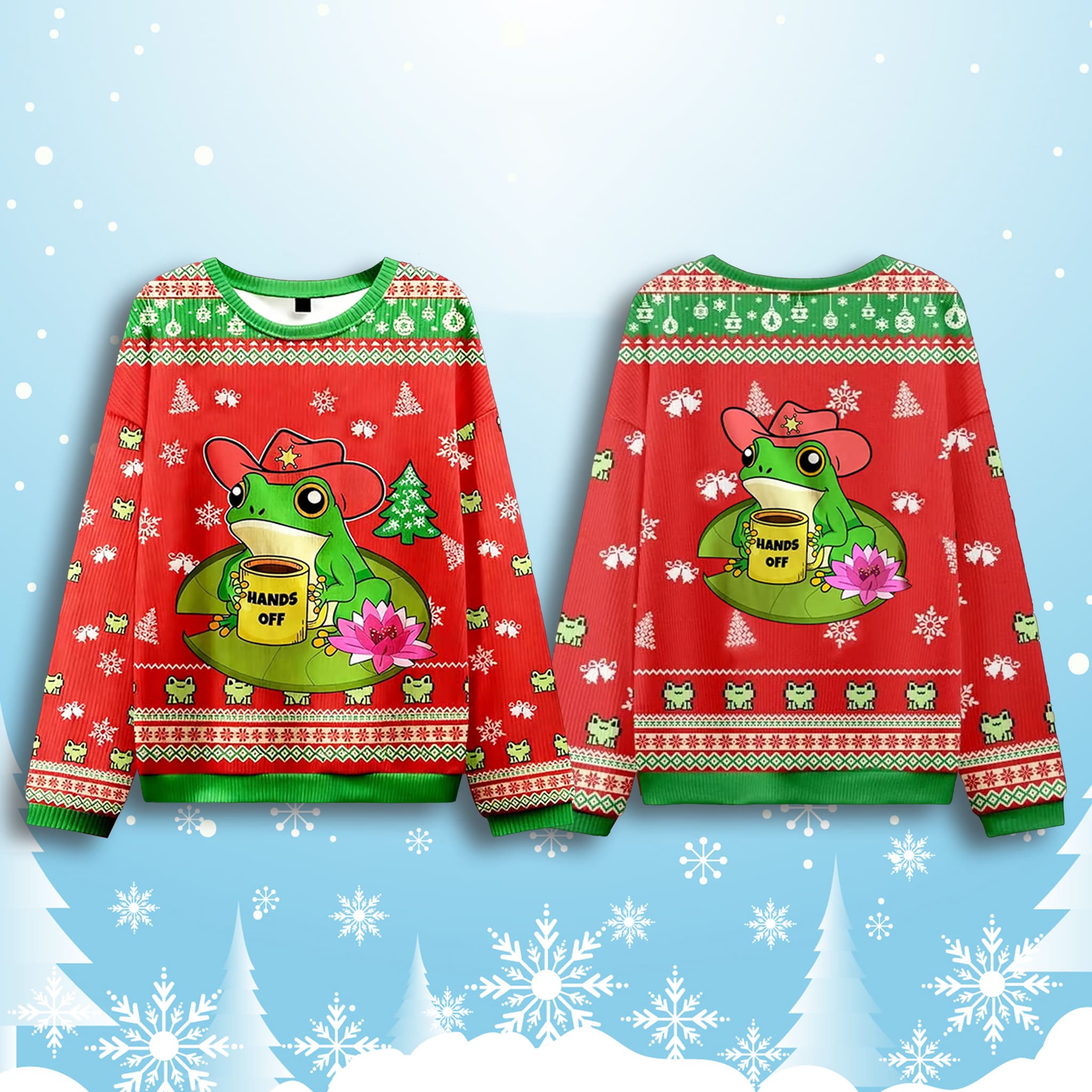 Hands Off Frog Ugly Christmas Sweater 2 Hands Off Frog Ugly Christmas Sweater 2