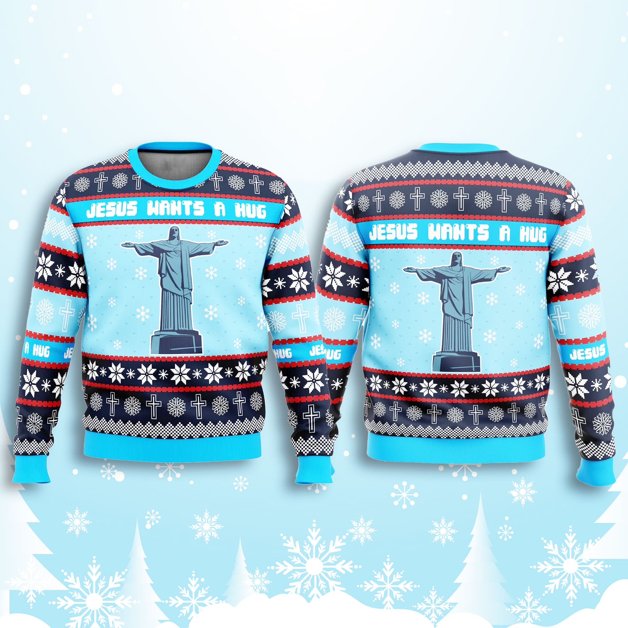 Hellsing Jesus Wants a Hug Ugly Christmas Sweater 2 Hellsing Jesus Wants a Hug Ugly Christmas Sweater 2