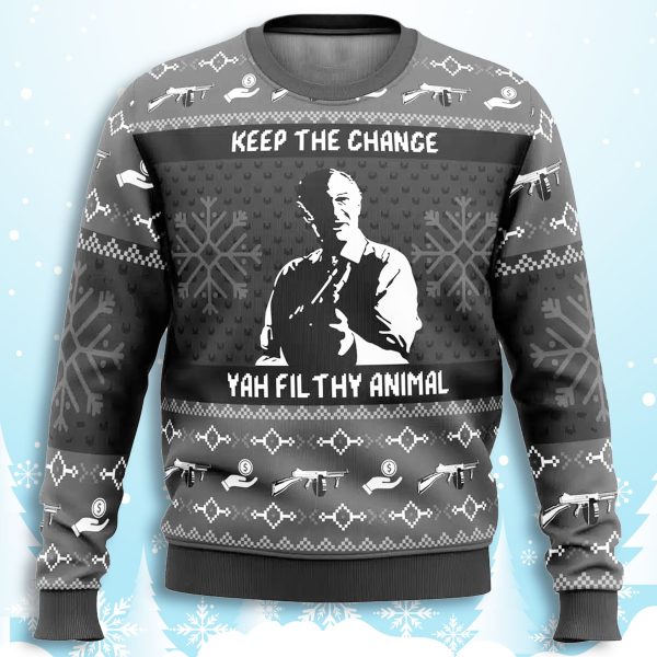 Home Alone Keep the Change Yah Filthy Animal Ugly Christmas Sweater