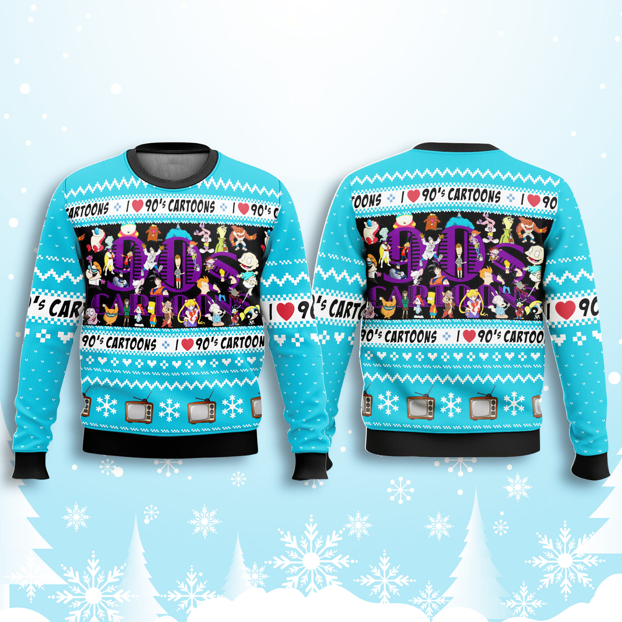 I Love The 90s Cartoons Christmas Ugly Sweater 2 I Love The 90s Cartoons Christmas Ugly Sweater 2