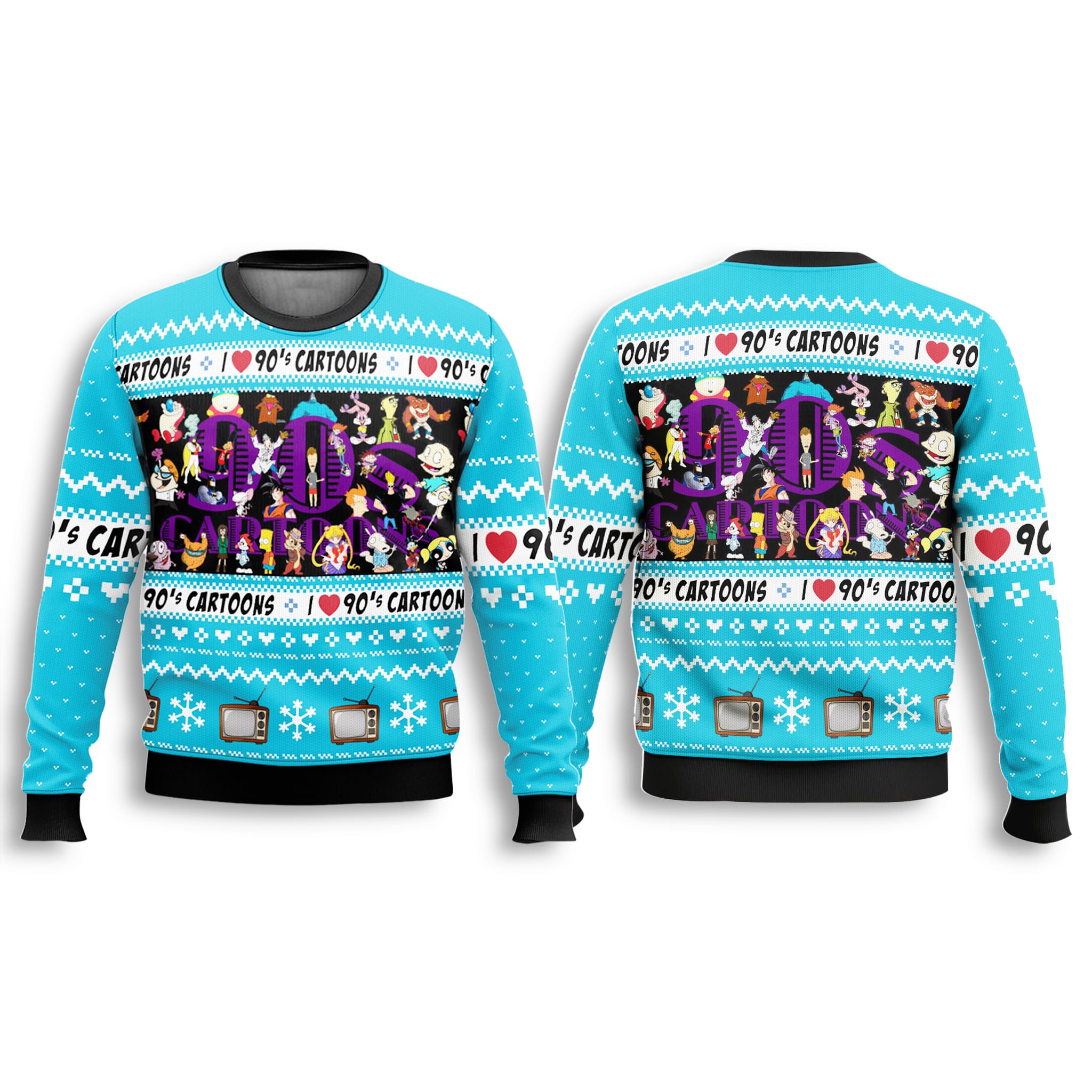 I Love The 90s Cartoons Christmas Ugly Sweater 2 I Love The 90s Cartoons Christmas Ugly Sweater 3