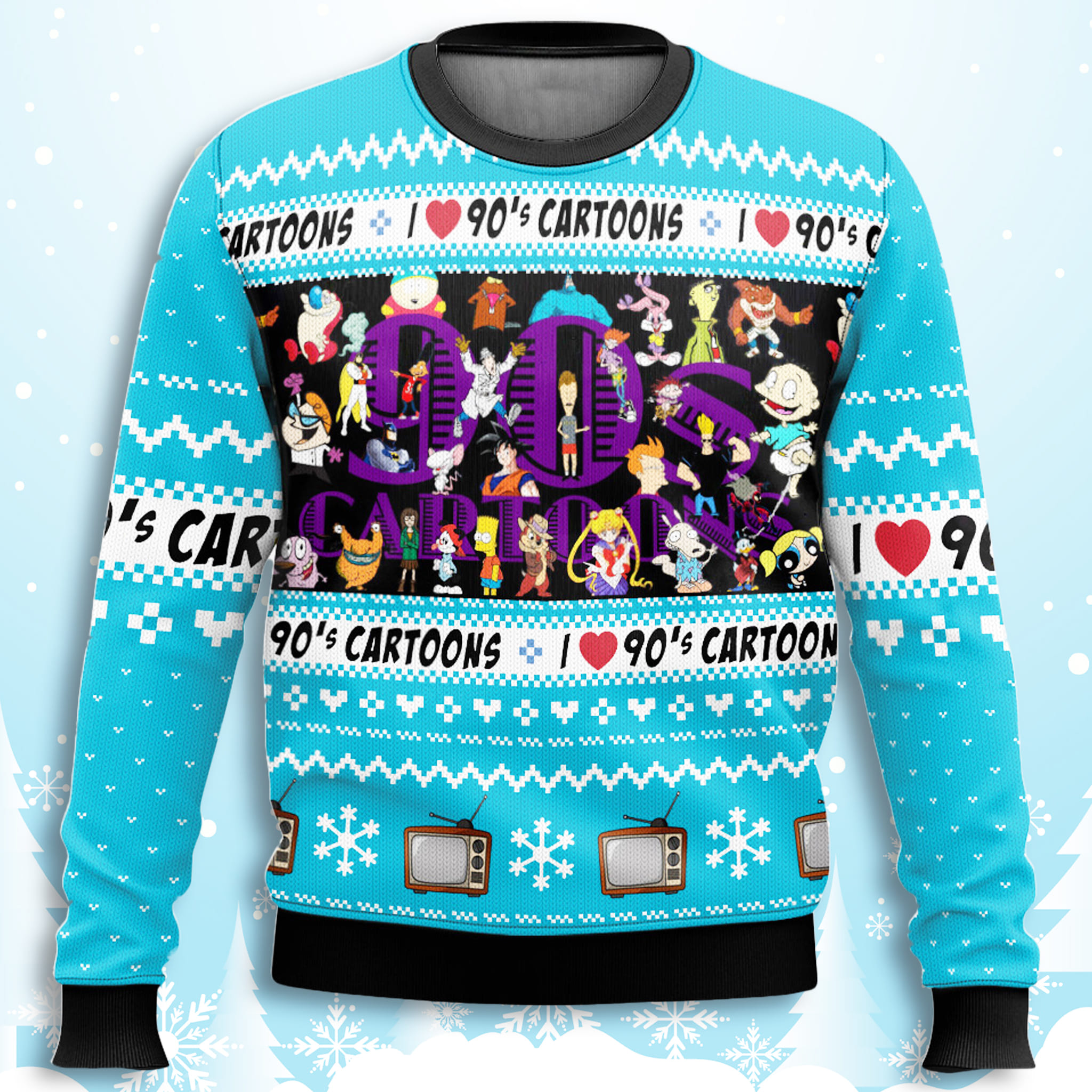 I Love The 90s Cartoons Christmas Ugly Sweater 3 I Love The 90s Cartoons Christmas Ugly Sweater