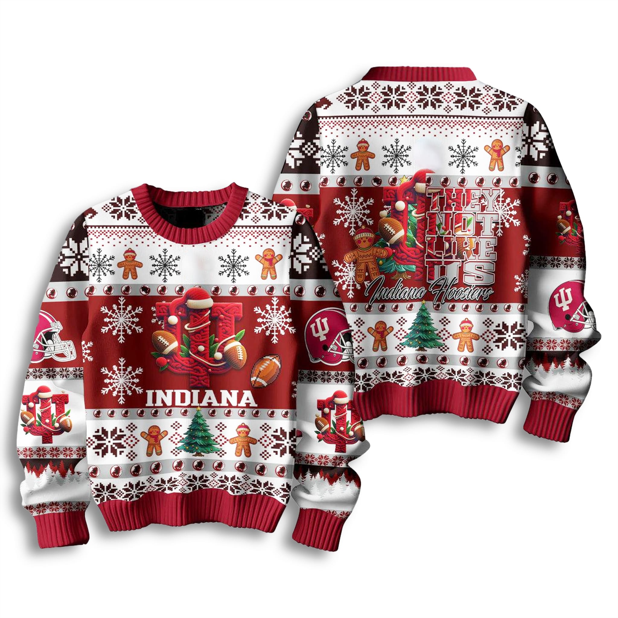 Indiana Hoosiers They Not Like Us Christmas Ugly Sweater 2 Indiana Hoosiers They Not Like Us Christmas Ugly Sweater 3