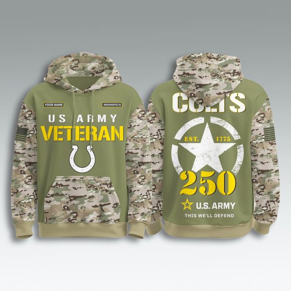 Indianapolis Colts US Army 250th Birthday Veteran Hoodie 2