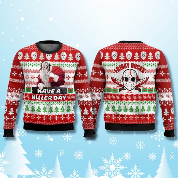 Jason Voorhees Have A Killer Day Ugly Christmas Sweater 2
