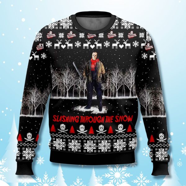 Jason Voorhees Slashing Through The Snow Ugly Sweater