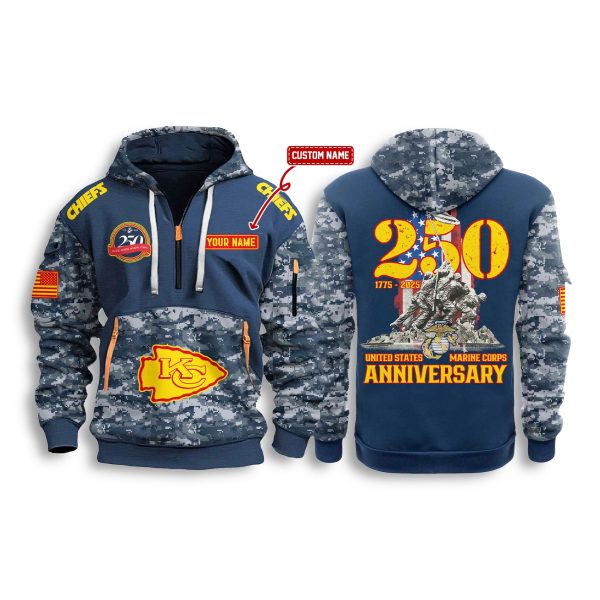 KC Chiefs US Marine Corps 250th Anniversary Zip Hoodie 1