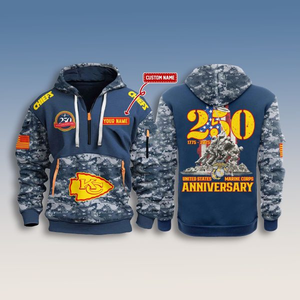 KC Chiefs US Marine Corps 250th Anniversary Zip Hoodie