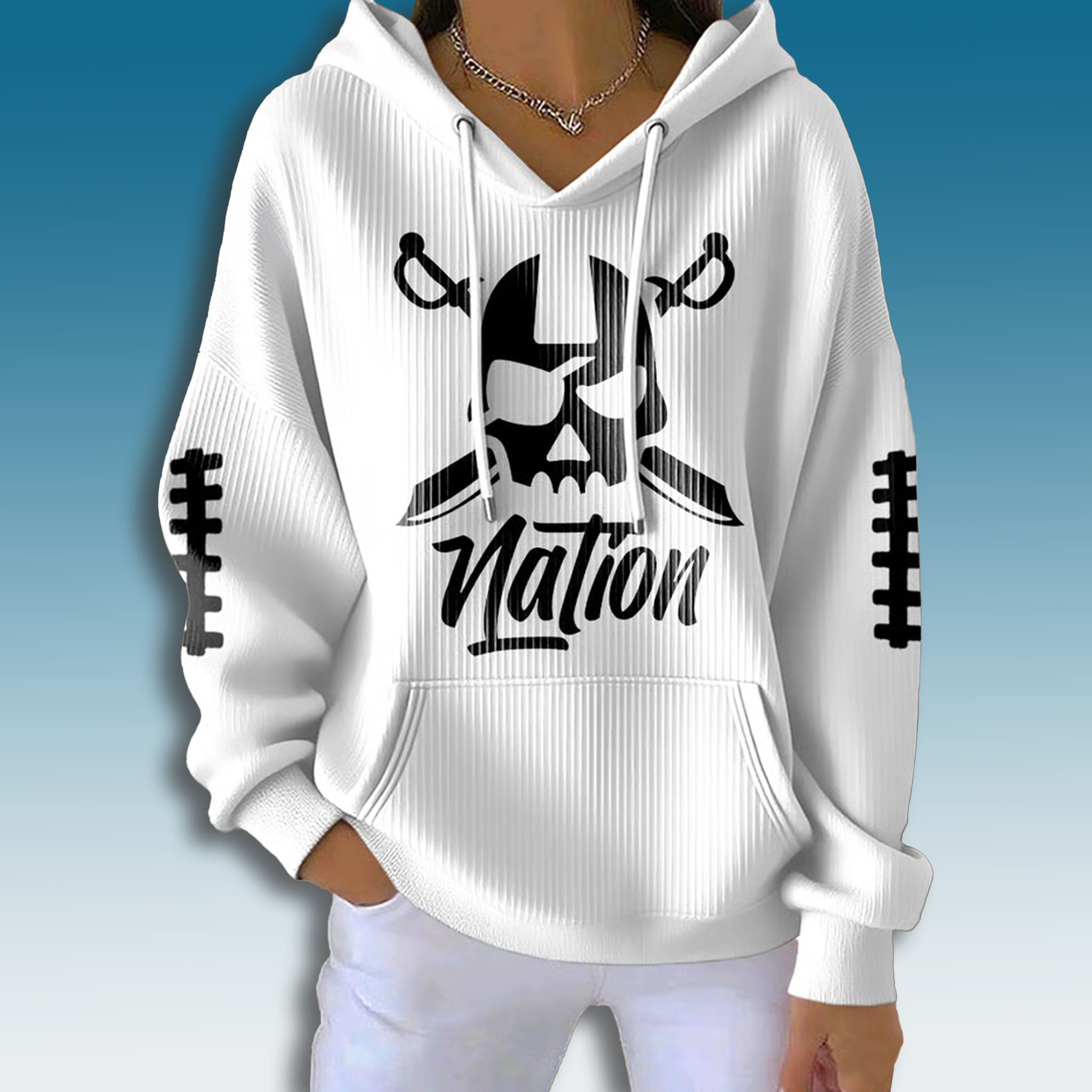 Las Vegas Raiders Nation Skull Waffle Hoodie Las Vegas Raiders Nation Skull Waffle Hoodie