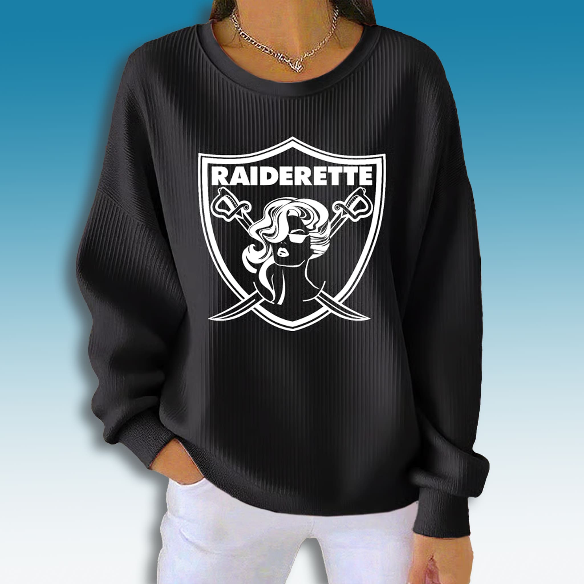 Las Vegas Raiders Raiderette Waffle Sweater 2 Las Vegas Raiders Raiderette Waffle Sweater 2