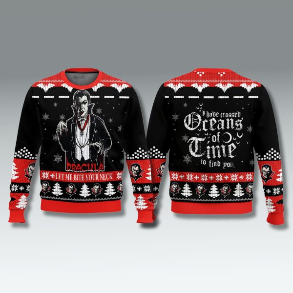 Let Me Bite Your Neck Dracula Ugly Christmas Sweater 1