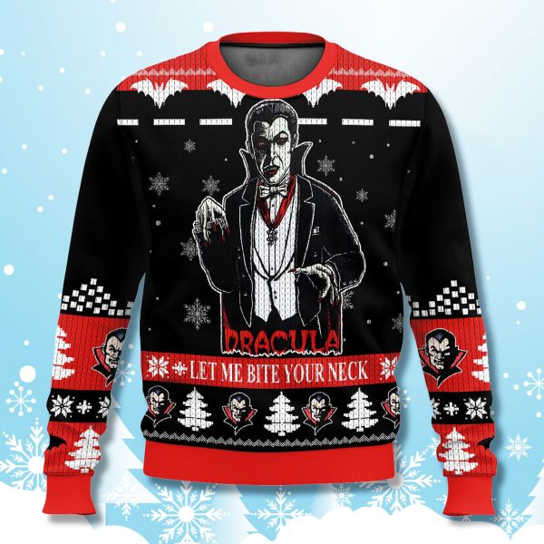 Let Me Bite Your Neck Dracula Ugly Christmas Sweater