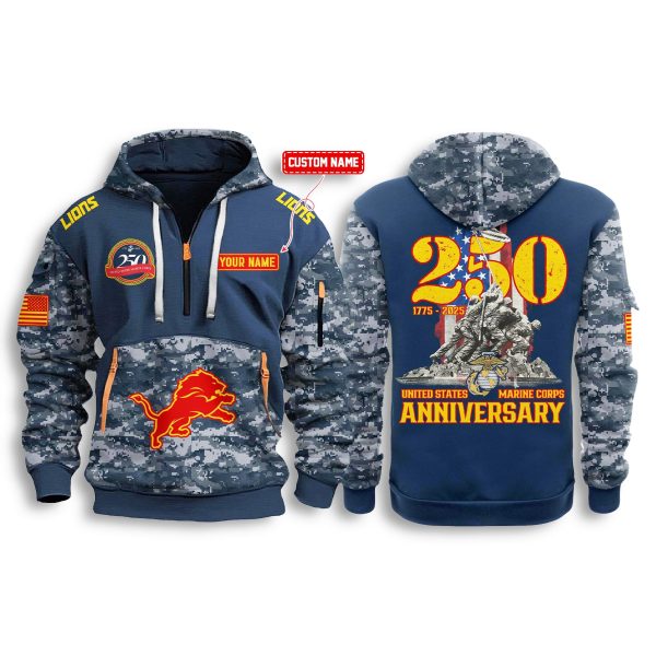 Lions US Marine Corps 250th Birthday Zip Hoodie 1