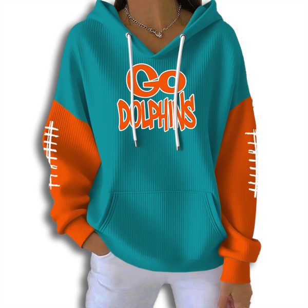 Miami Football Go Dolphins Waffle Hoodie