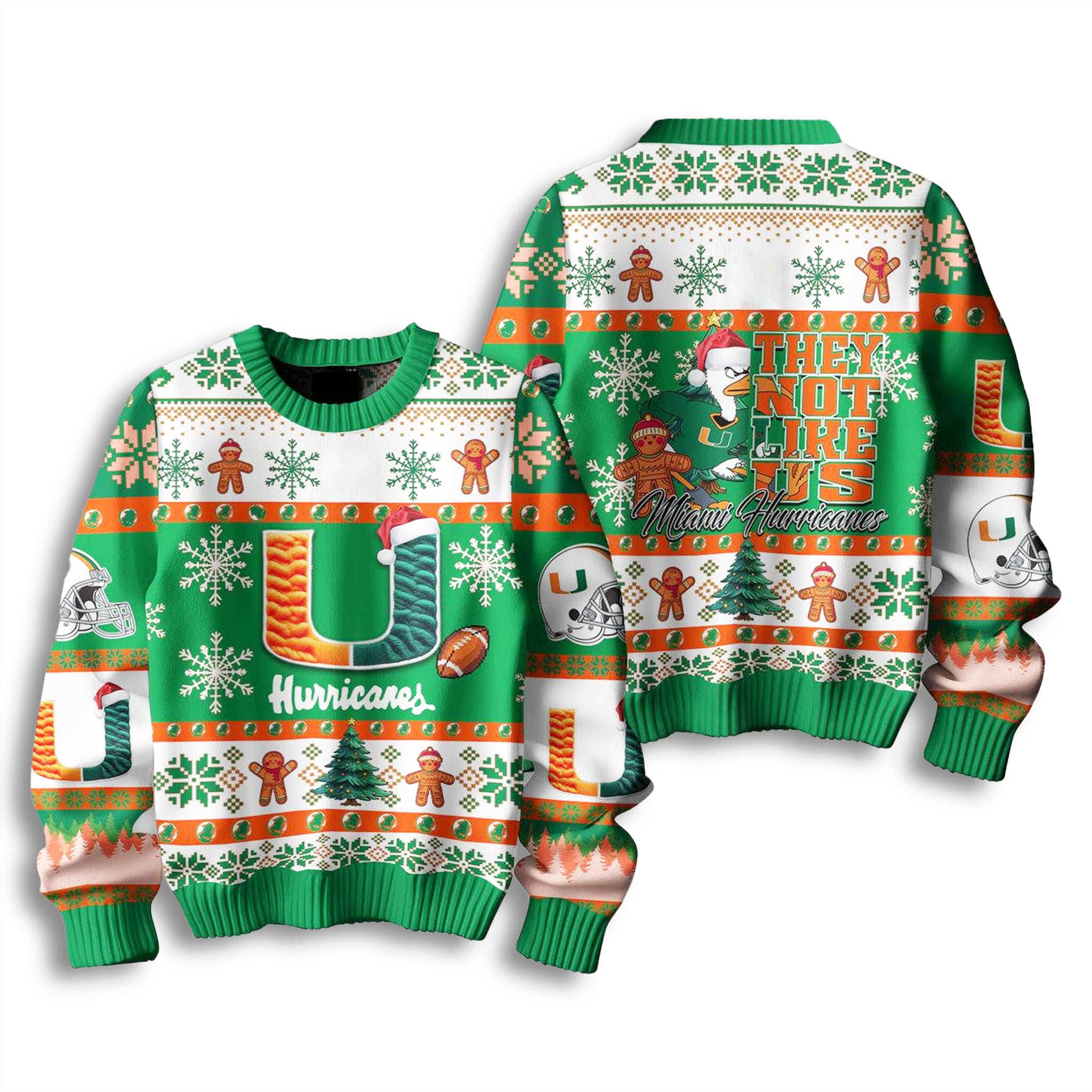 Miami Hurricanes They Not Like Us Christmas Ugly Sweater 2 Miami Hurricanes They Not Like Us Christmas Ugly Sweater 3