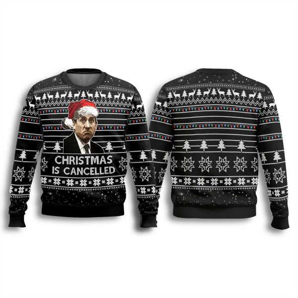 Michael Scott The Office Christmas Is Cancelled Ugly Sweater 3