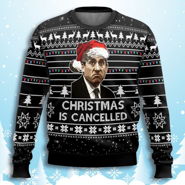 Michael Scott The Office Christmas Is Cancelled Ugly Sweater