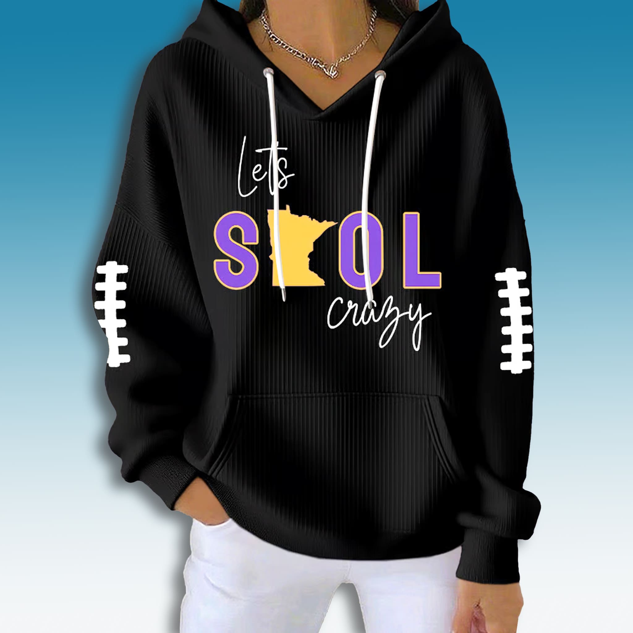 Vikings Lets Skol Crazy Waffle Hoodie 1 Minnesota Vikings Lets Skol Crazy Waffle Hoodie 2