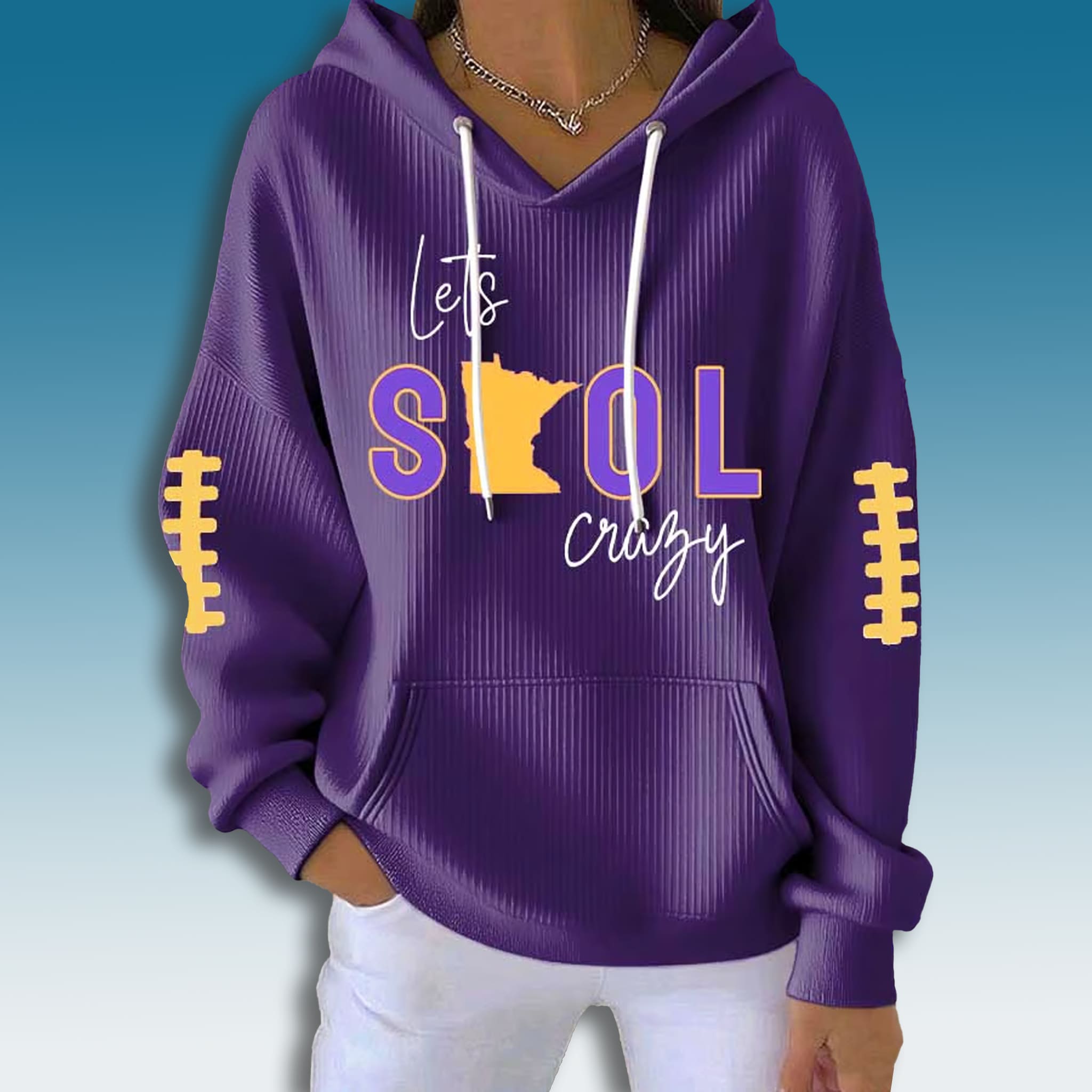 Vikings Lets Skol Crazy Waffle Hoodie 2 Minnesota Vikings Lets Skol Crazy Waffle Hoodie 3