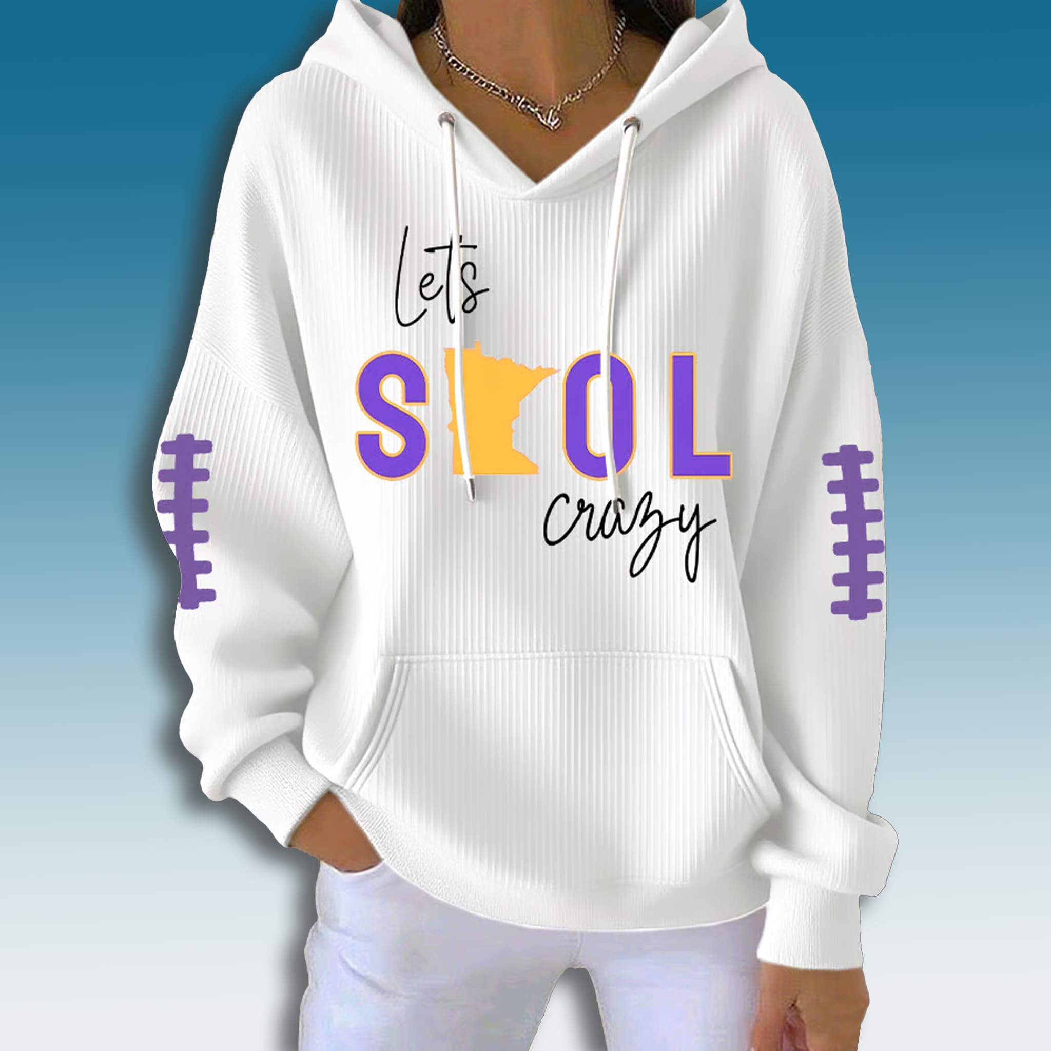 Minnesota Vikings Lets Skol Crazy Waffle Hoodie Minnesota Vikings Lets Skol Crazy Waffle Hoodie
