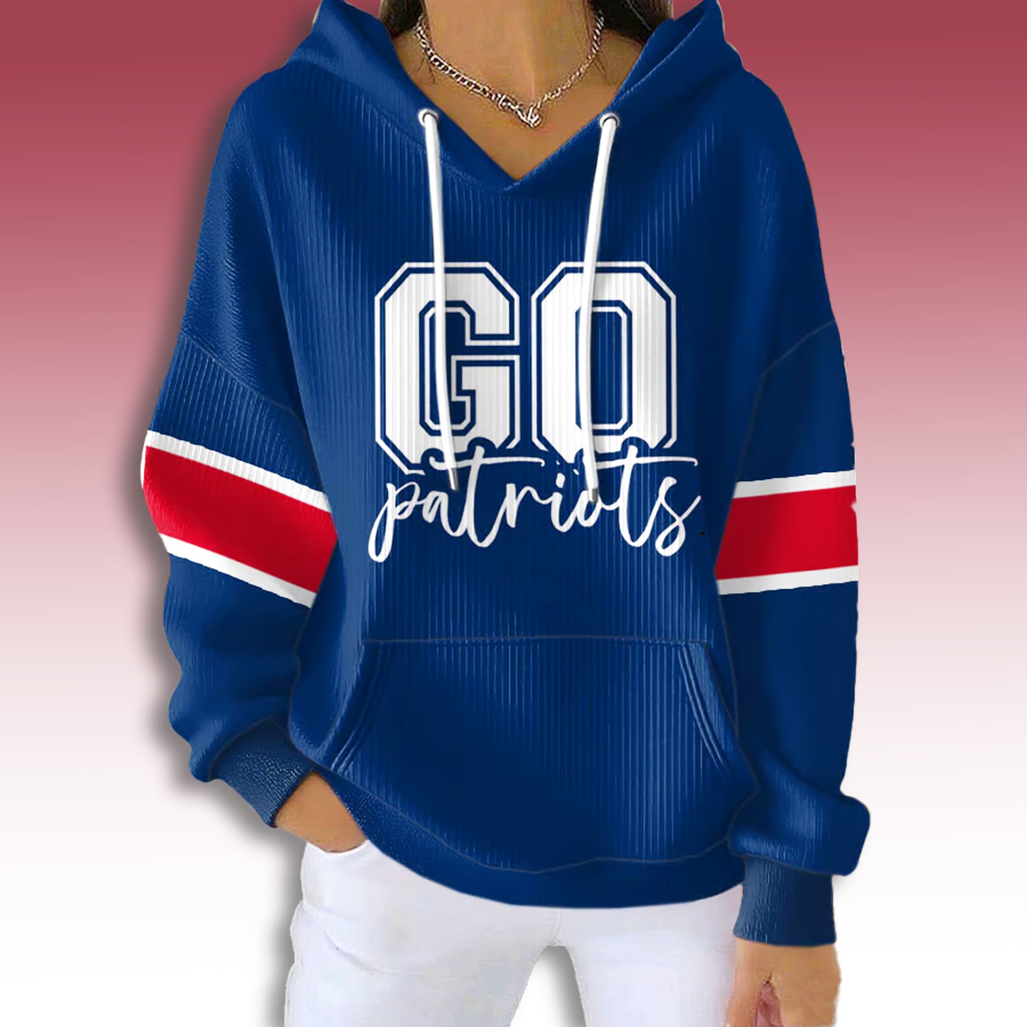 New England Football Go Patriots Waffle Hoodie New England Football Go Patriots Waffle Hoodie