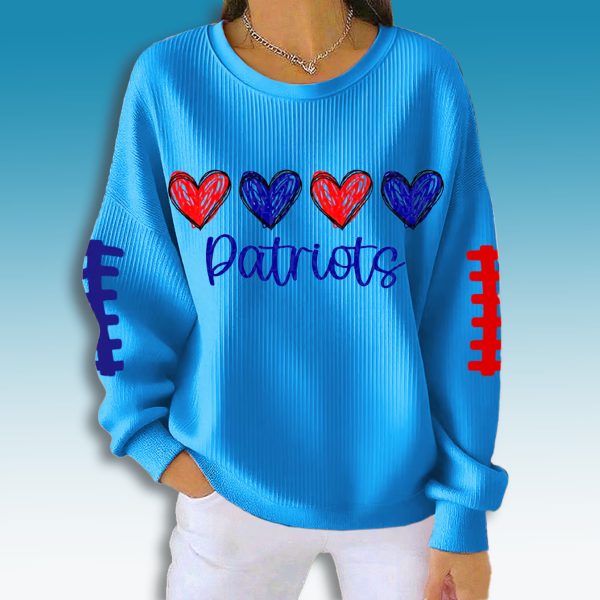 New England Patriots Heart Waffle Sweater 2