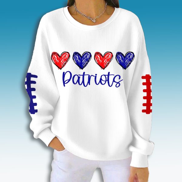 New England Patriots Heart Waffle Sweater