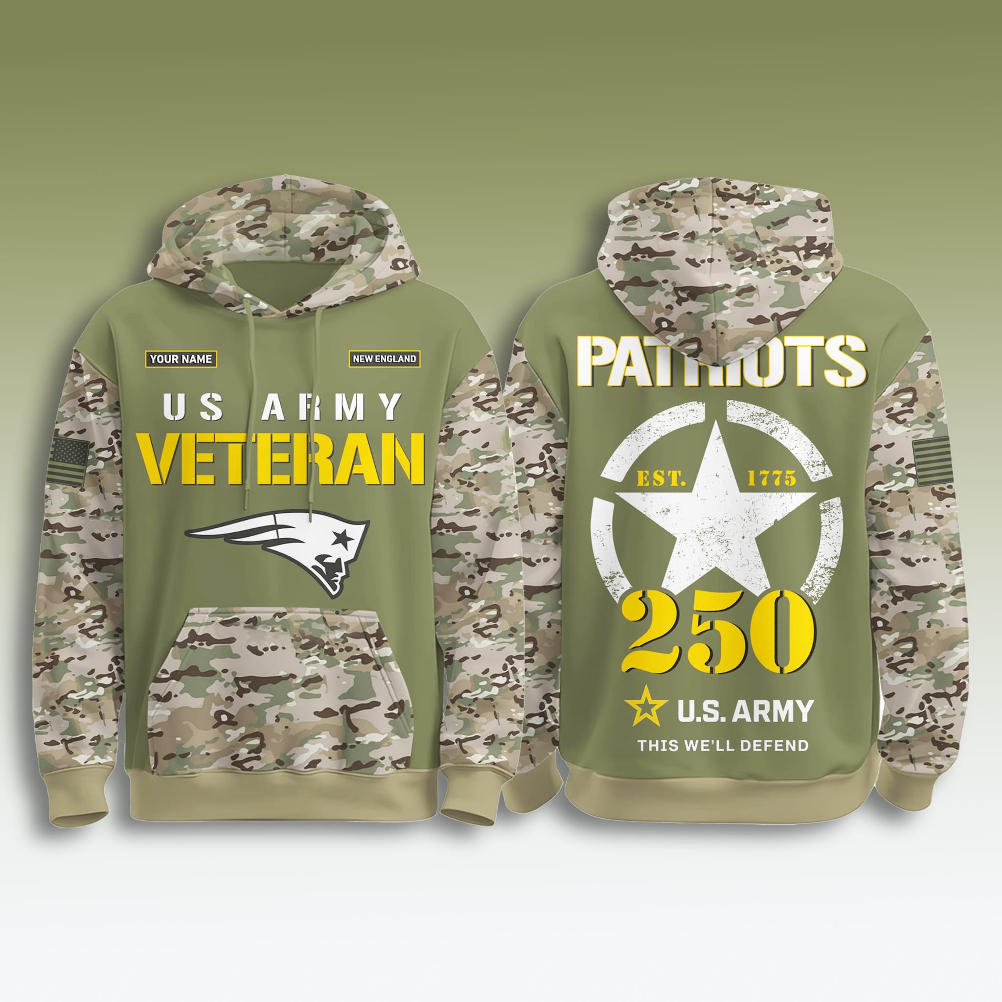 New England Patriots US Army 250th Birthday Veteran Hoodie 2 New England Patriots US Army 250th Birthday Veteran Hoodie 2