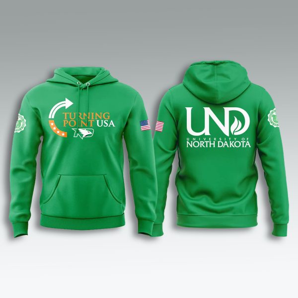 North Dakota Fighting Hawks Turning Point USA 2025 Hoodie 3
