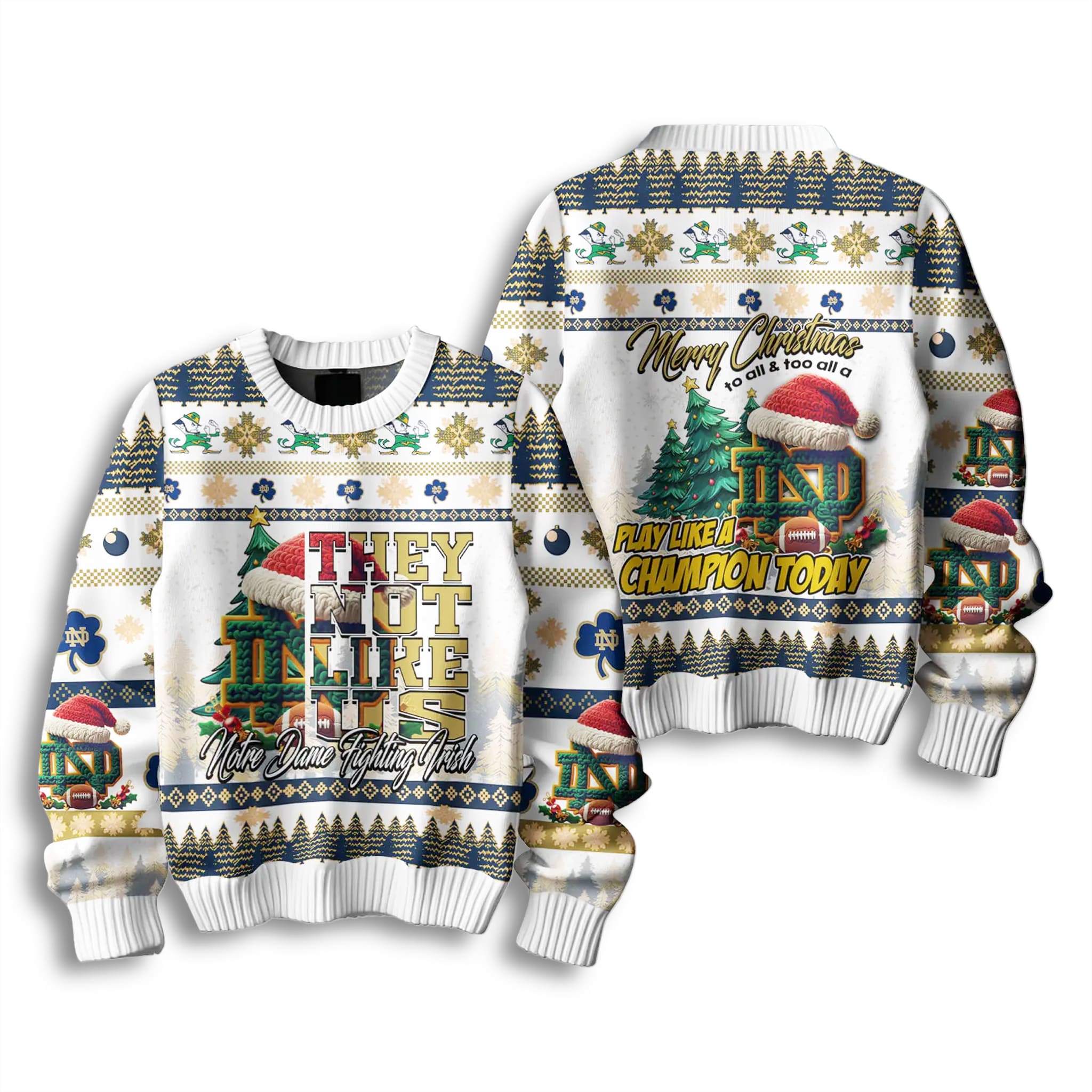 Notre Dame Fighting Irish Play Like A Champion Today Ugly Christmas Sweater 2 Notre Dame Fighting Irish Play Like A Champion Today Ugly Christmas Sweater 3
