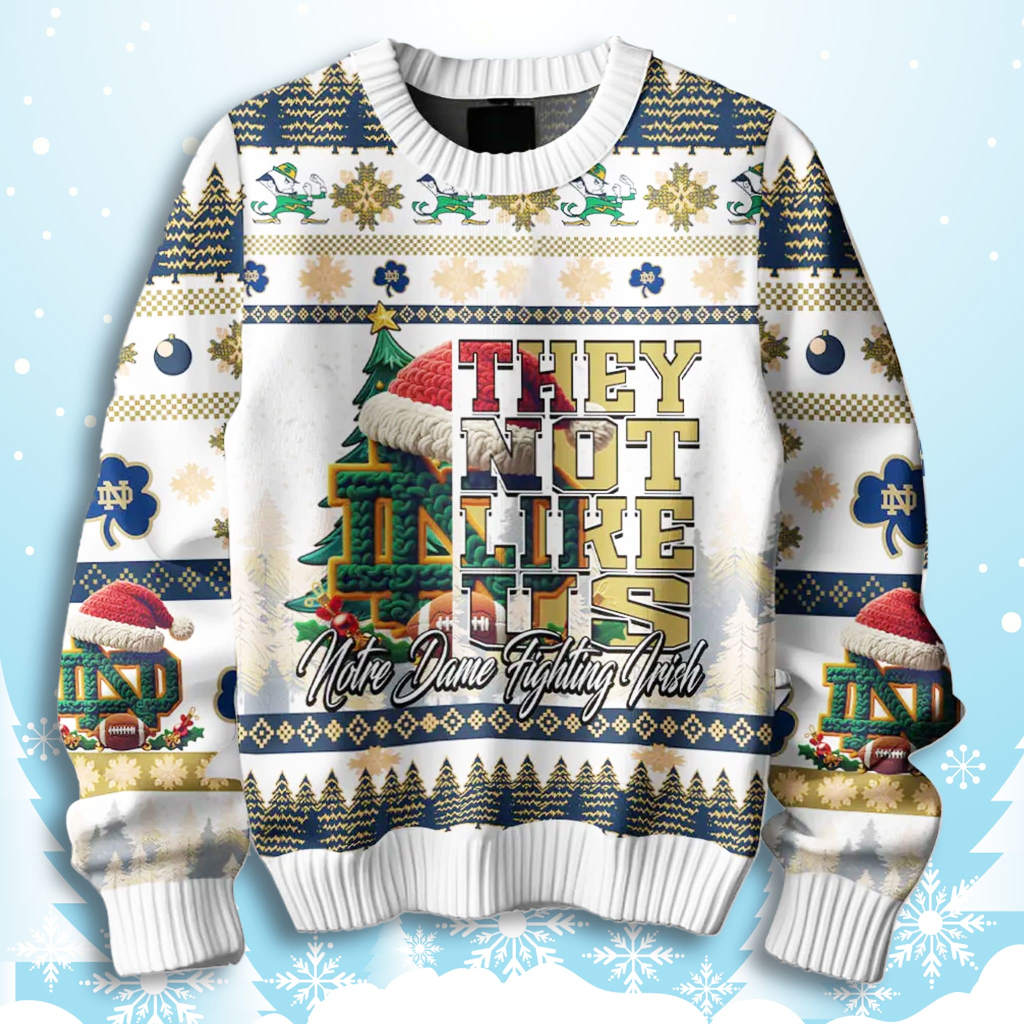 Notre Dame Fighting Irish Play Like A Champion Today Ugly Christmas Sweater 3 Notre Dame Fighting Irish Play Like A Champion Today Ugly Christmas Sweater