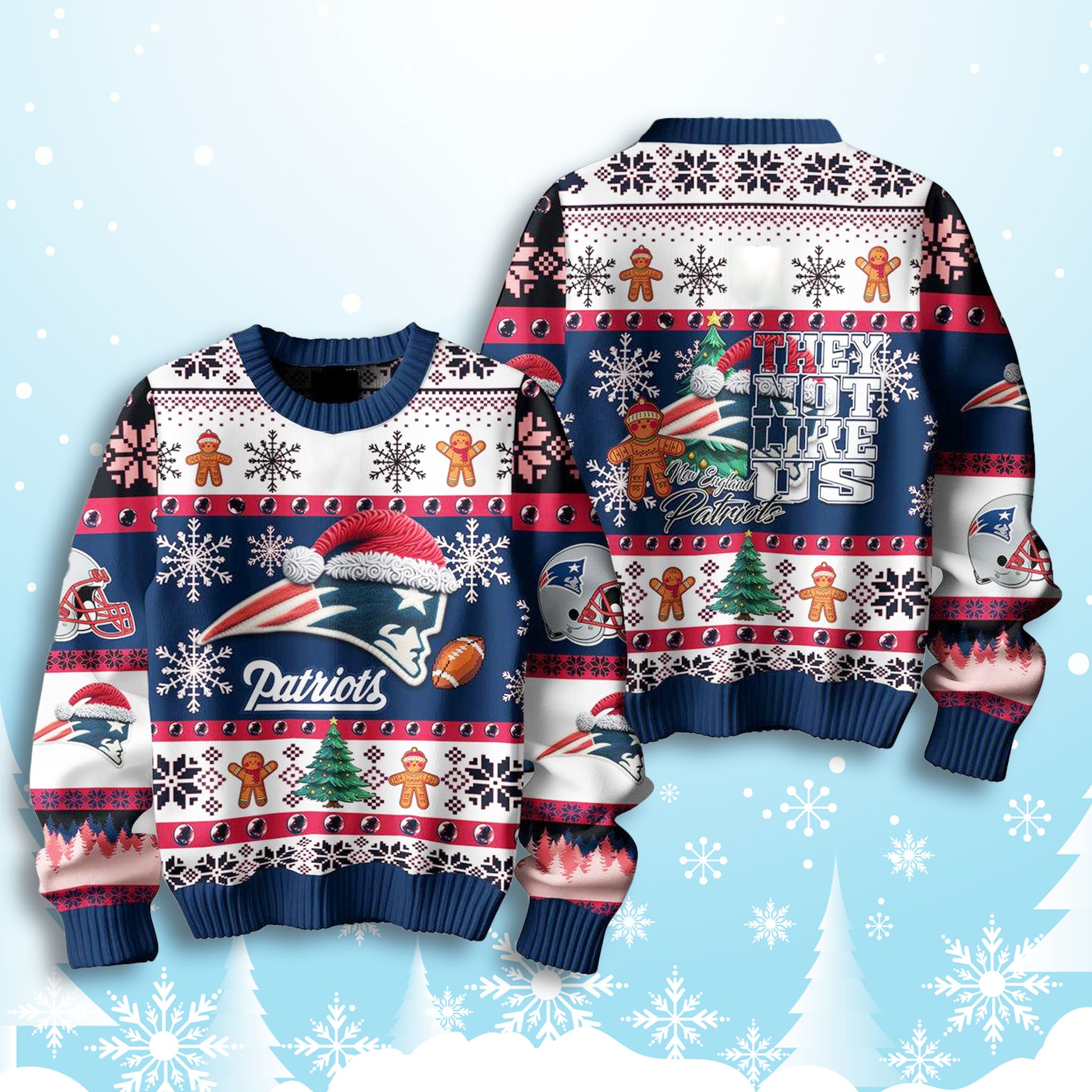 Patriots They Not Like Us Christmas Ugly Sweater 2 Patriots They Not Like Us Christmas Ugly Sweater 2