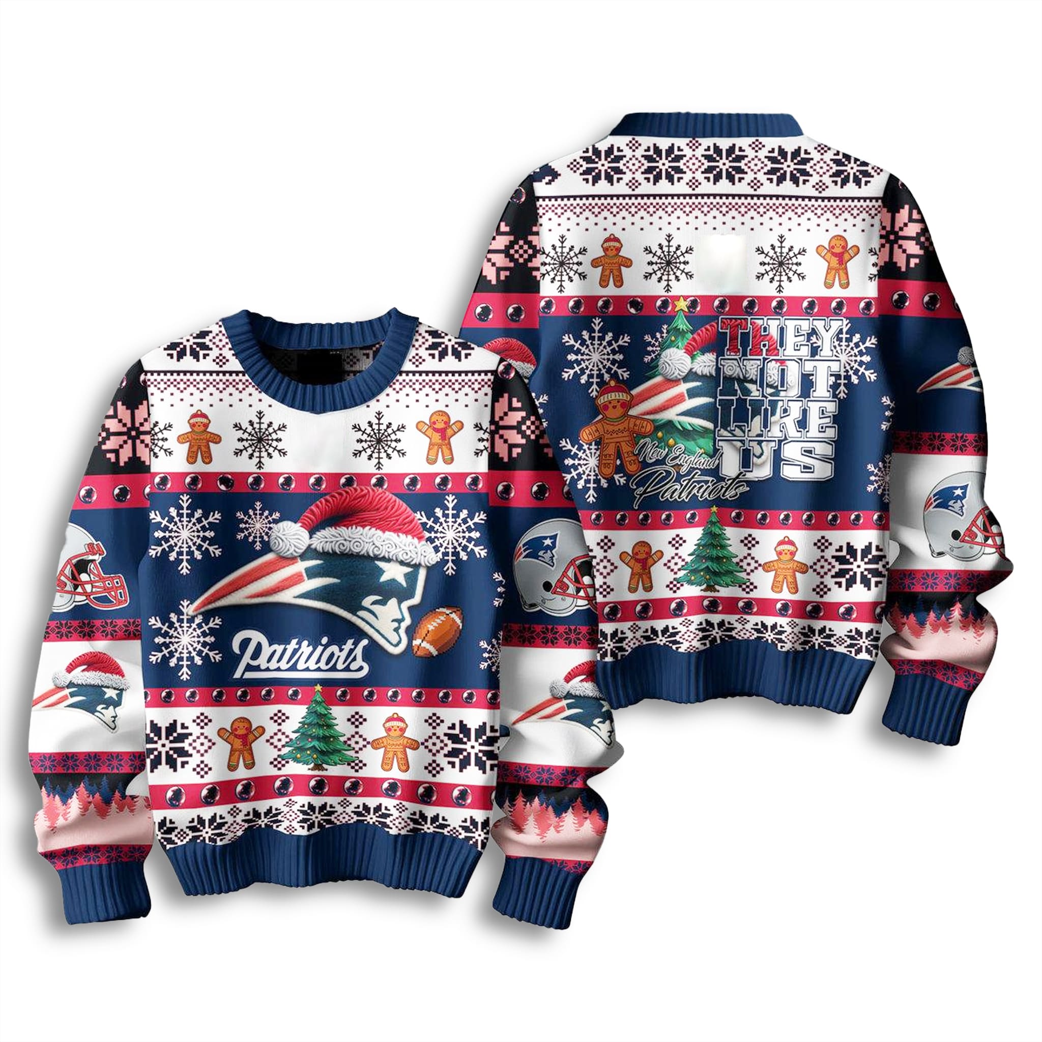 Patriots They Not Like Us Christmas Ugly Sweater 2 Patriots They Not Like Us Christmas Ugly Sweater 3