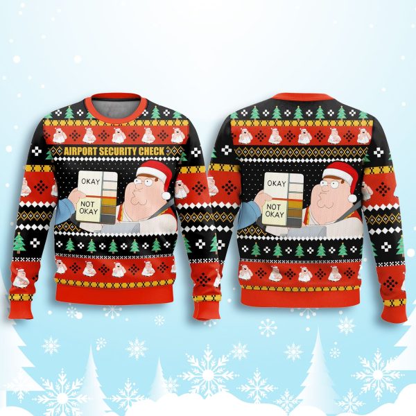Peter Griffin Security Check Family Guy Ugly Christmas Sweater 3