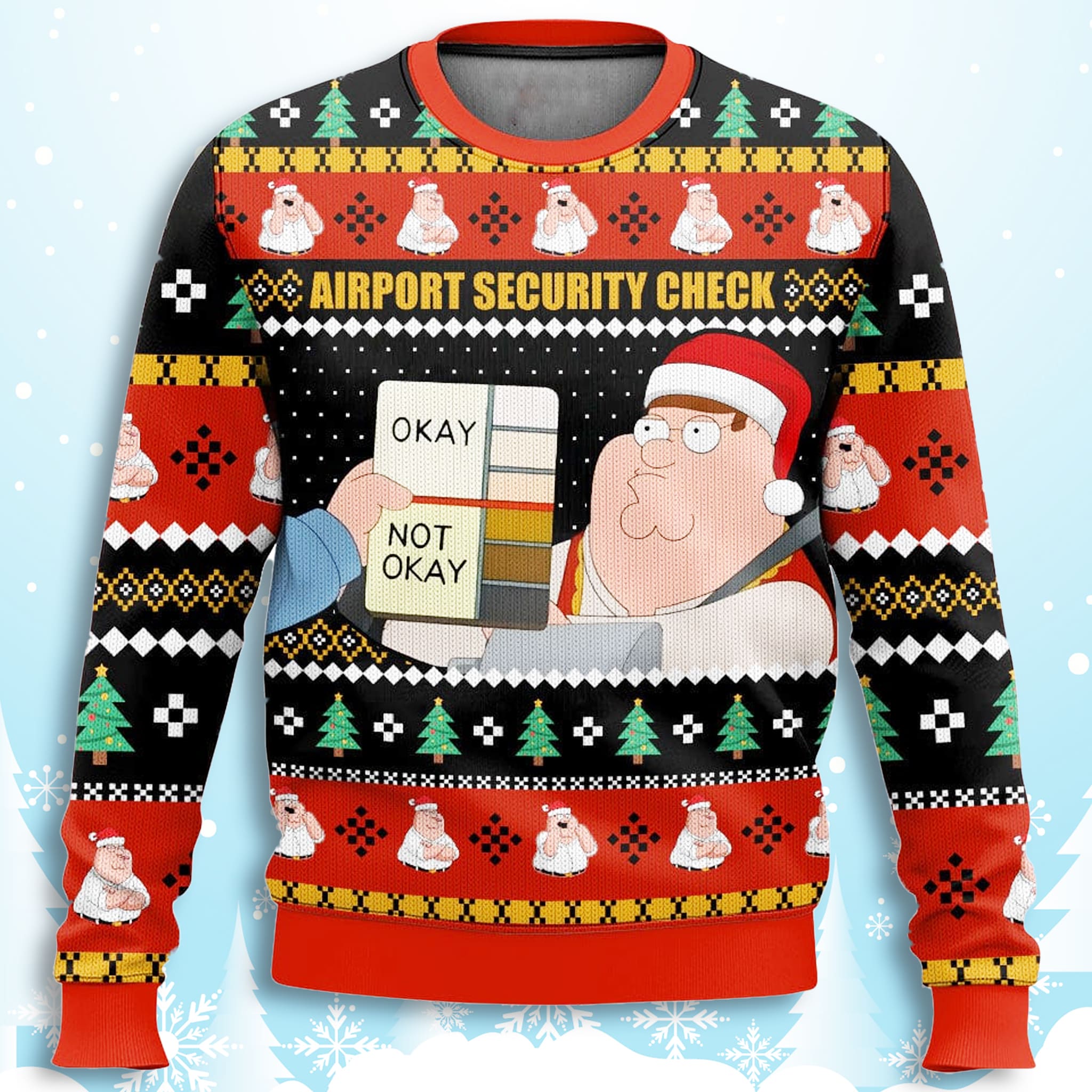 Peter Griffin Security Check Family Guy Ugly Christmas Sweater Peter Griffin Security Check Family Guy Ugly Christmas Sweater
