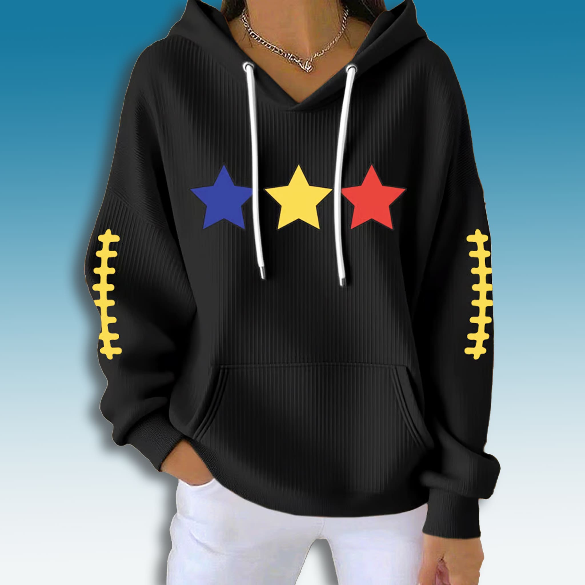 Steelers Tri-Color Waffle Hoodie 3 Pittsburgh Steelers Tri Color Waffle Hoodie