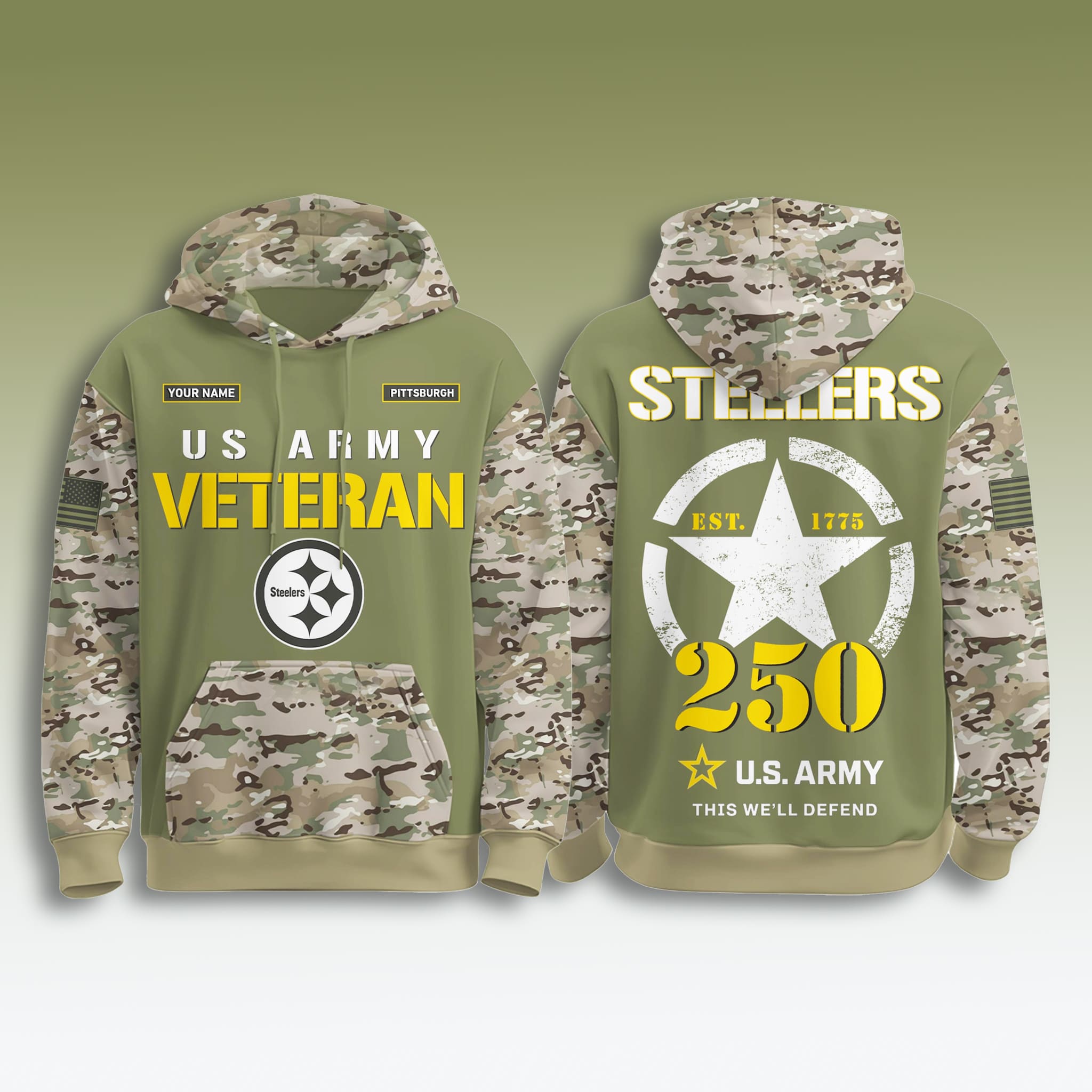 Pittsburgh Steelers US Army 250th Anniversary Veteran Hoodie 2 Pittsburgh Steelers US Army 250th Anniversary Veteran Hoodie 2