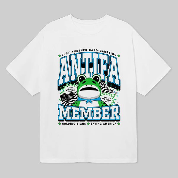 Portland Frog Antifa Member Holding Signs Saving America Shirt 6