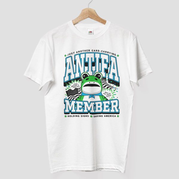 Portland Frog Antifa Member Holding Signs Saving America Shirt 8