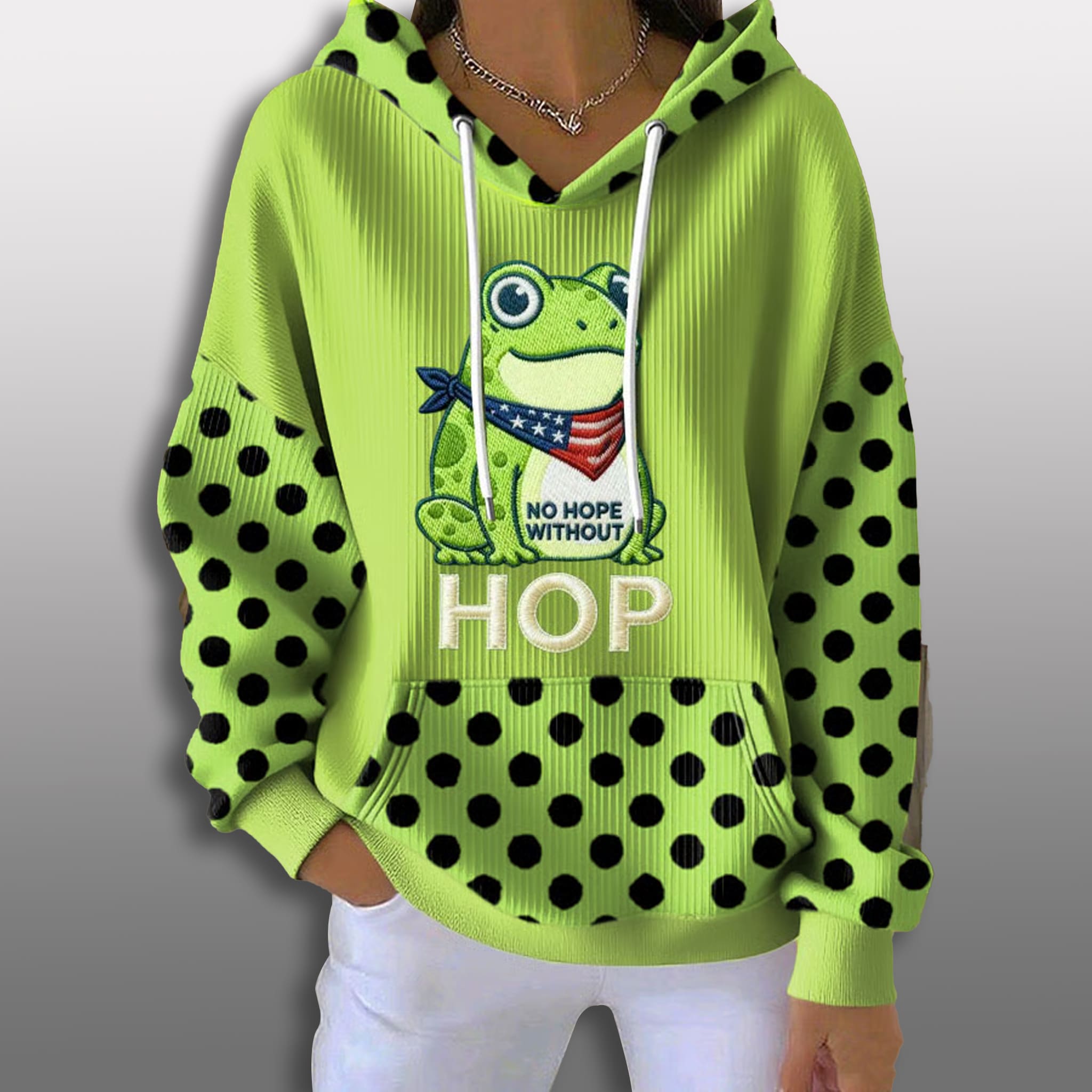 Portland Frog No Hope Without Hop Print Waffle Hoodie 1 Portland Frog No Hope Without Hop Print Waffle Hoodie 2