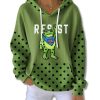 Portland Frog Resist Print Waffle Hoodie