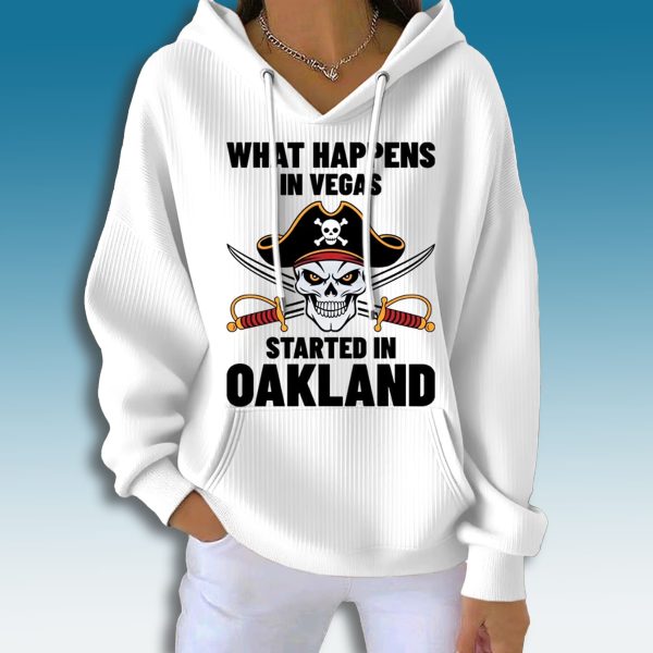Raiders What Happends In Vegas Started In Oakland Waffle Hoodie
